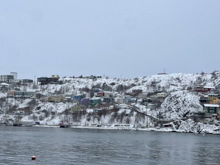 View of the famous Battery neighborhood from across the harbor