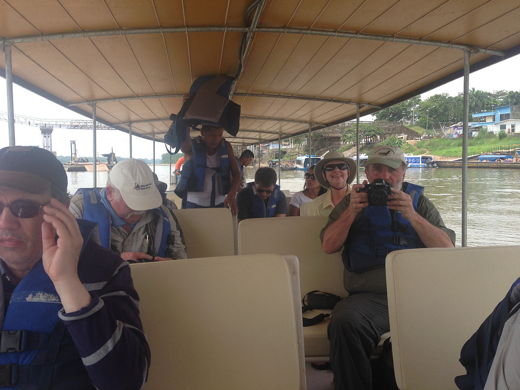 These boats are comfortable and well shaded for sun or rain during our 2.5 hour ride down the Rio Napo. 