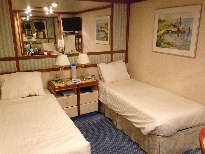 …offering various level of accommodations (here an interior cabin, the least expensive option)…