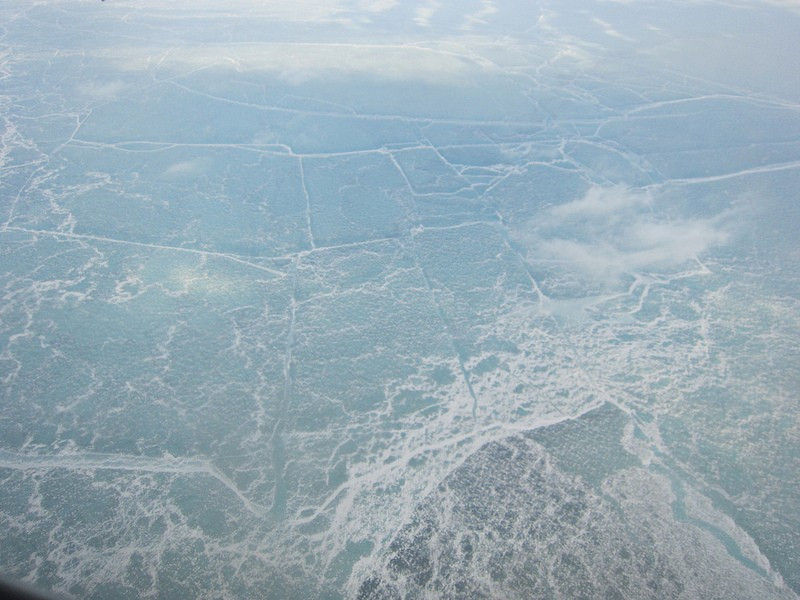 It’s about an hour and one half’s flight over the typically ice-clogged Bering Sea…
