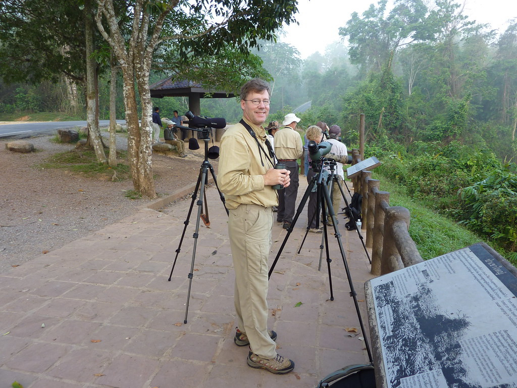 Khao Yai is visited by birders from all across the World.  Here, David Sibley has stopped by the Viewpoint for a bit of birding.