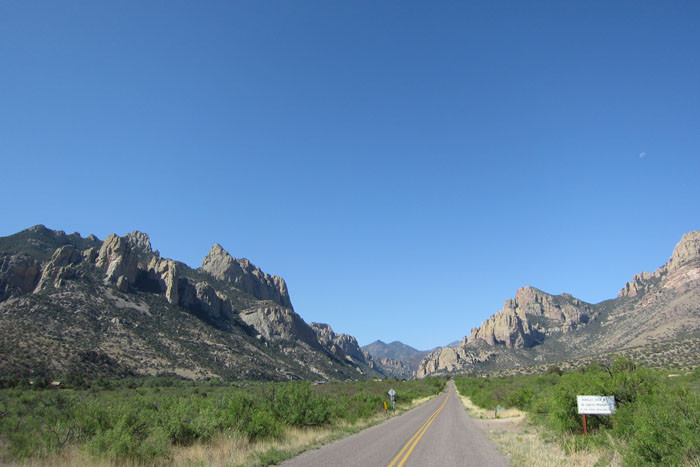 Southeast Arizona is endlessly scenic; here the entrance to famous Cave Creek Canyon in the Chiricahua Mountains.  