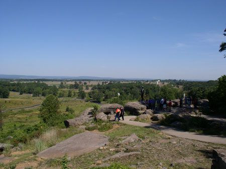 Little Round Top provides an expansive view north to Cemetery Ridge, the focus of the third day of the battle of Gettysburg... 